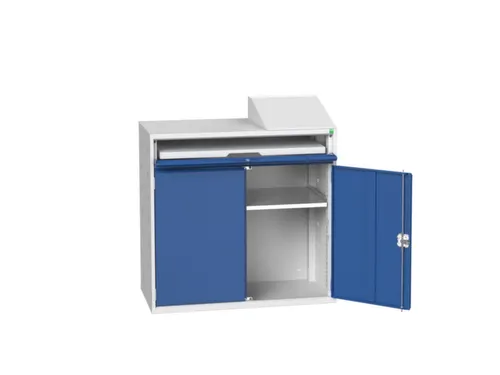 pc-kast 1130x1050x550mm toetsenbordblad RAL7035 + RAL5010