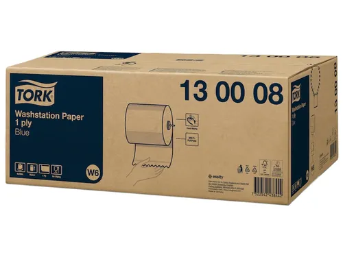 Tork Wasstation Poetspapier 1-laags 250m/19,5cm blauw 6rol/doos