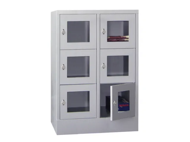 lockerkast,HxBxD 1187x800x500mm,2x3vakken,RAL7035,front RAL7035