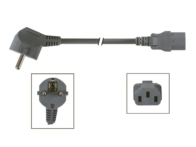 Voedingskabel Grijs CEE 7/7 90° + C13 L=3.0m, 3G1.0mm²