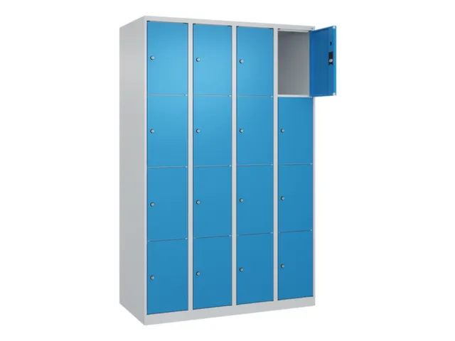 lockerkast,HxBxD 1850x1200x500mm,4x4vakken,vak B 300mm,cil.-slot