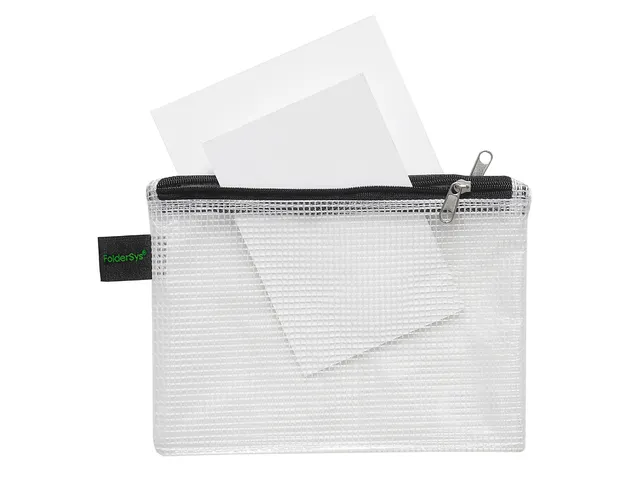 Trousse Foldersys A6 EVA transp sans PVC 2 comp fermeture éclair noir