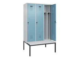 locker met bank,voor scheiding van kleding,HxBxD 2120x1200x815mm,3vak