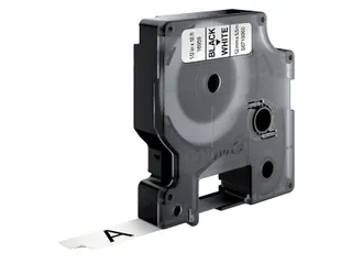 Labeltape Dymo 16959 D1 S718060 12mmx5.5m poly zwart op wit - 3