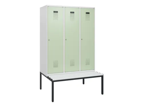 locker met bank,HxBxD 1950x1200x815mm,3vak,vak B 400mm,cilinderslot