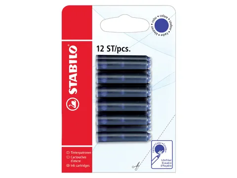 Inktpatroon STABILO blauw blister à 12 stuks