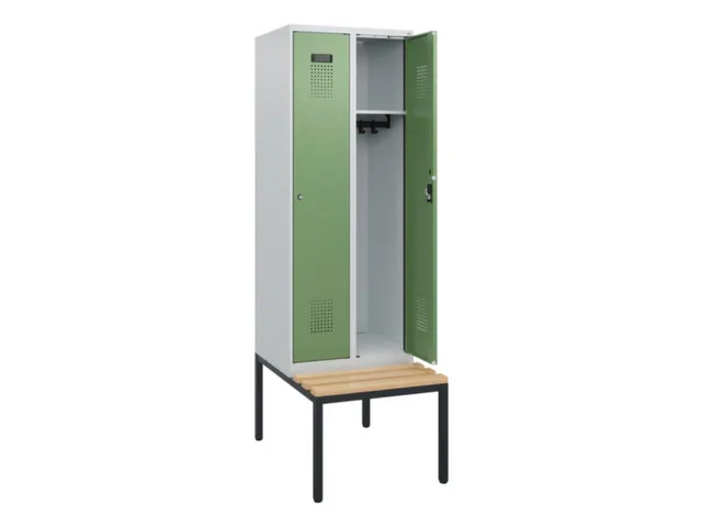 locker met bank,HxBxD 1950x600x815mm,2vak,vak B 300mm,cilinderslot