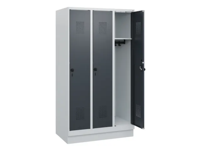 schoollocker,HxBxD 1630x900x500mm,3vak,vak B 300mm,draaigrendel,sokkel