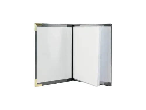Menukaart Securit A5 4 tas zwart lederlook