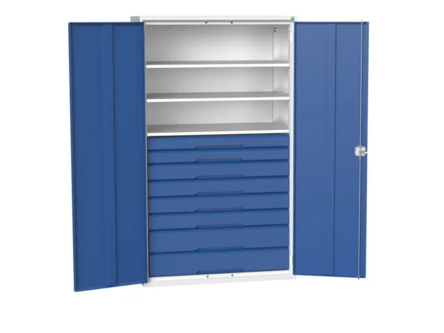 universele kast,HxBxD 2000x1300x550mm,3xStalen bodem,8lade(n)