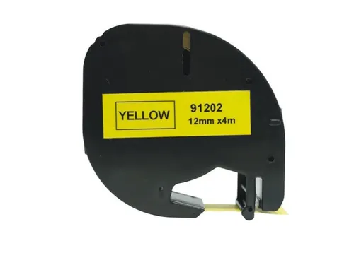 Labeltape Dymo Compatible Letratag 91202 12mm Zwart Op Geel
