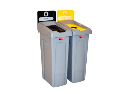 Slim Jim Recyclingstation Duits Deksel Gesloten Zwart Flessen Geel