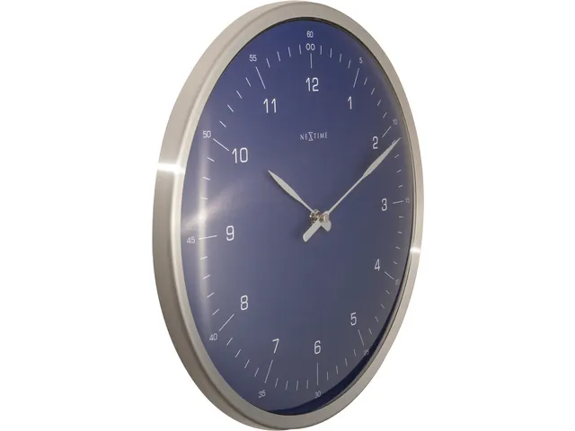 Wandklok NeXtime 60 minutes Ø33cm metaal blauw streep/cijfers