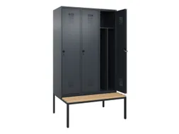 locker met bank,voor scheiding van kleding,HxBxD 2120x1200x815mm,3vak