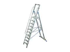 verrijdbare treden-platformladder eenzijdig 10treden stand H 2 35m
