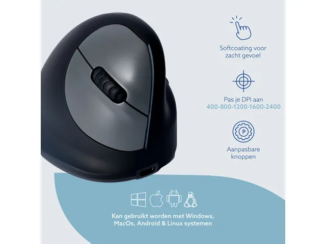 Ergonomische muis R-Go HE Break Large Rechts draadloos Zwart