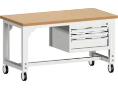werkbank,verrijdbaar,HxBxD 840-1140x1500x750mm,beukenblad