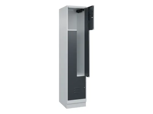 Z-garderobekast,HxBxD 1950x400x500mm,vak B 200/400mm,cil.-slot,sokkel