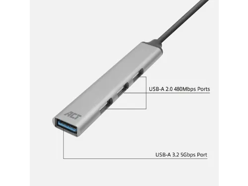 Hub ACT USB-C 3x USB-A 2.0 en 1x USB-A 3.0