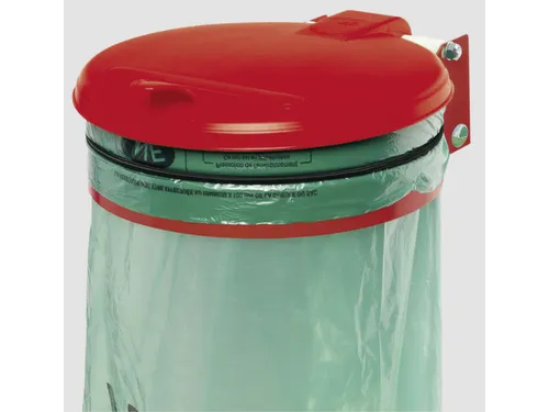 Afvalverzamelaar 120 Liter Wand Plaatstaal Kunststof Deksel Rood