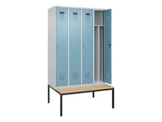locker met bank,voor scheiding van kleding,HxBxD 2120x1200x815mm,4vak - 1