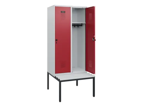 locker met bank,HxBxD 1950x800x815mm,2vak,vak B 400mm,draaigrendel
