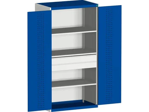 systeemkast 2000x1300x650mm 3xStalen bodem 2laden Ral7035 Ral5010