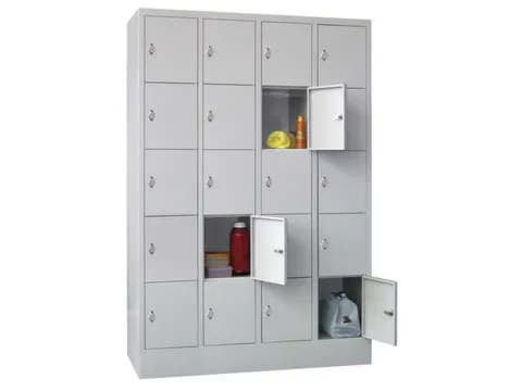 lockerkast,HxBxD 1850x1200x500mm,4x5vakken,RAL7035,front RAL7035