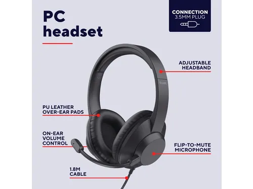 Trust Ayda Max Headset Bedraad 3.5mm Zwart