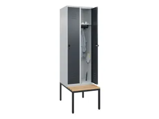 locker met bank,HxBxD 2120x600x815mm,2vak,vak B 300mm,draaigrendel - 3