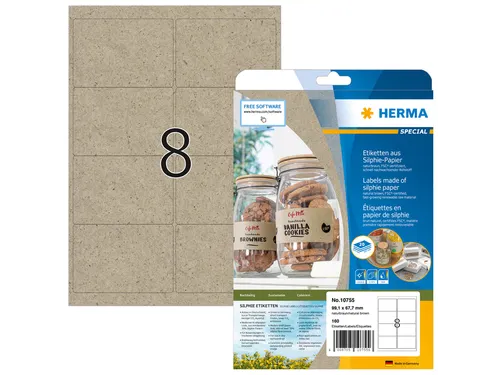 HERMA 10755 Silphie-papier Etiketten A4 99,1x67,7mm bruin 160 stuks