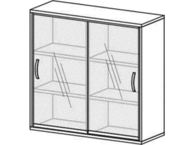 kantoor-schuifdeurkast 1150x1200x430mm houten vloer 3OH glazen deur