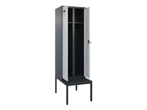 locker met bank,voor scheiding van kleding,HxBxD 2120x600x815mm,2vak