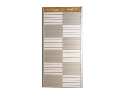 Menoor In-Uit bord 30 namen Aluminium Aanwezig/Afwezig Houtlook