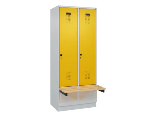locker met bank,HxBxD 1950x800x815mm,2vak,vak B 400mm,draaigrendel