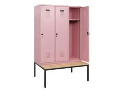 locker met bank,HxBxD 1950x1200x815mm,3vak,vak B 400mm,draaigrendel