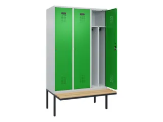 locker met bank,voor scheiding van kleding,HxBxD 2120x1200x815mm,3vak - 1