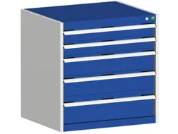 ladekast HxBxD 800x800x750mm 5laden romp RAL7035 front RAL5010