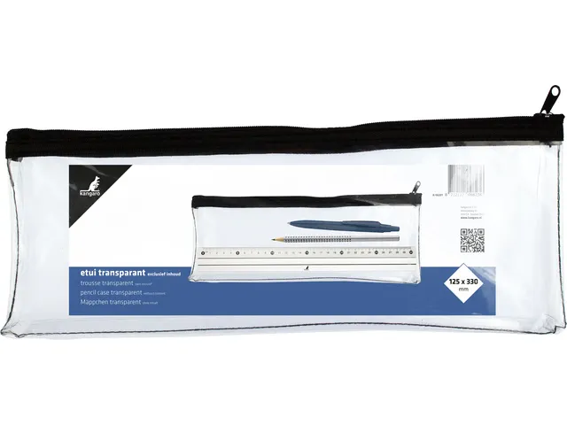 Etui Kangaro transparant 125x330mm zwarte rits