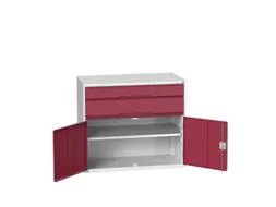 ladekast HxBxD 900x1050x550mm 2laden 2deuren RAL7035 front RAL3004