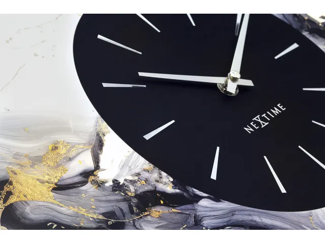 Wandklok NeXtime Marble Duo 48cm zilver metaal