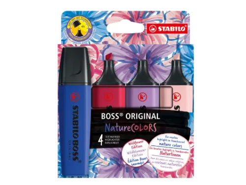 Markeerstift STABILO Boss Wildflower assorti 4 stuks