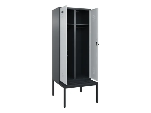 locker met bank,voor scheiding van kleding,HxBxD 2120x800x815mm,2vak