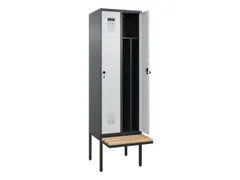 locker met bank,voor scheiding van kleding,HxBxD 2120x600x815mm,2vak