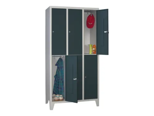 lockerkast,HxBxD 1850x900x500mm,3x2vakken,RAL7035,front RAL7016