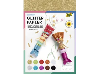 Glitterpapier Folia 1-zijdig 24x34cm 170gr 10 vel assorti - 1