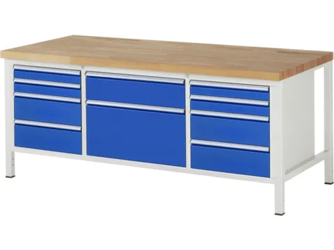 werkbank,HxBxD 840-1040x2000x900mm,beukblad,draagverm. 1250kg,4voeten