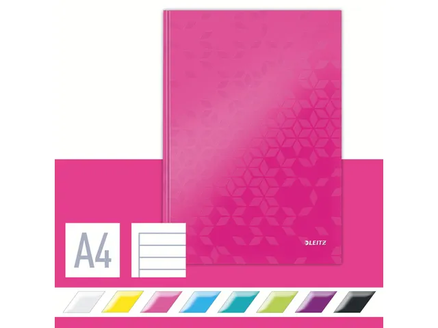 Notitieboek Leitz WOW A4 lijn roze