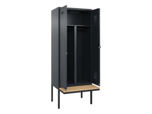PBM-locker met bank,HxBxD 2120x800x815mm,2vak,vak B 400mm,draaigrendel
