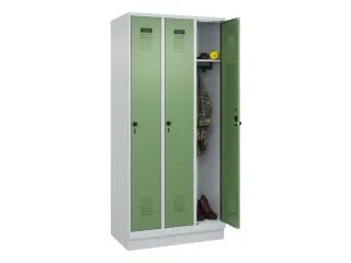locker,HxBxD 1950x900x500mm,3vak,vak B 300mm,draaigrendel,sokkel - 1